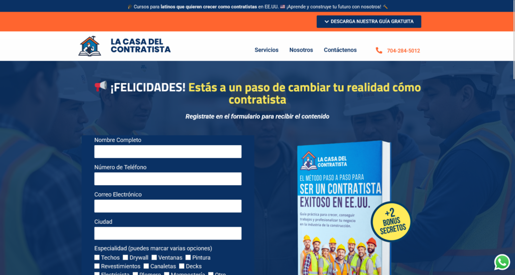 Landing page la casa del contratista